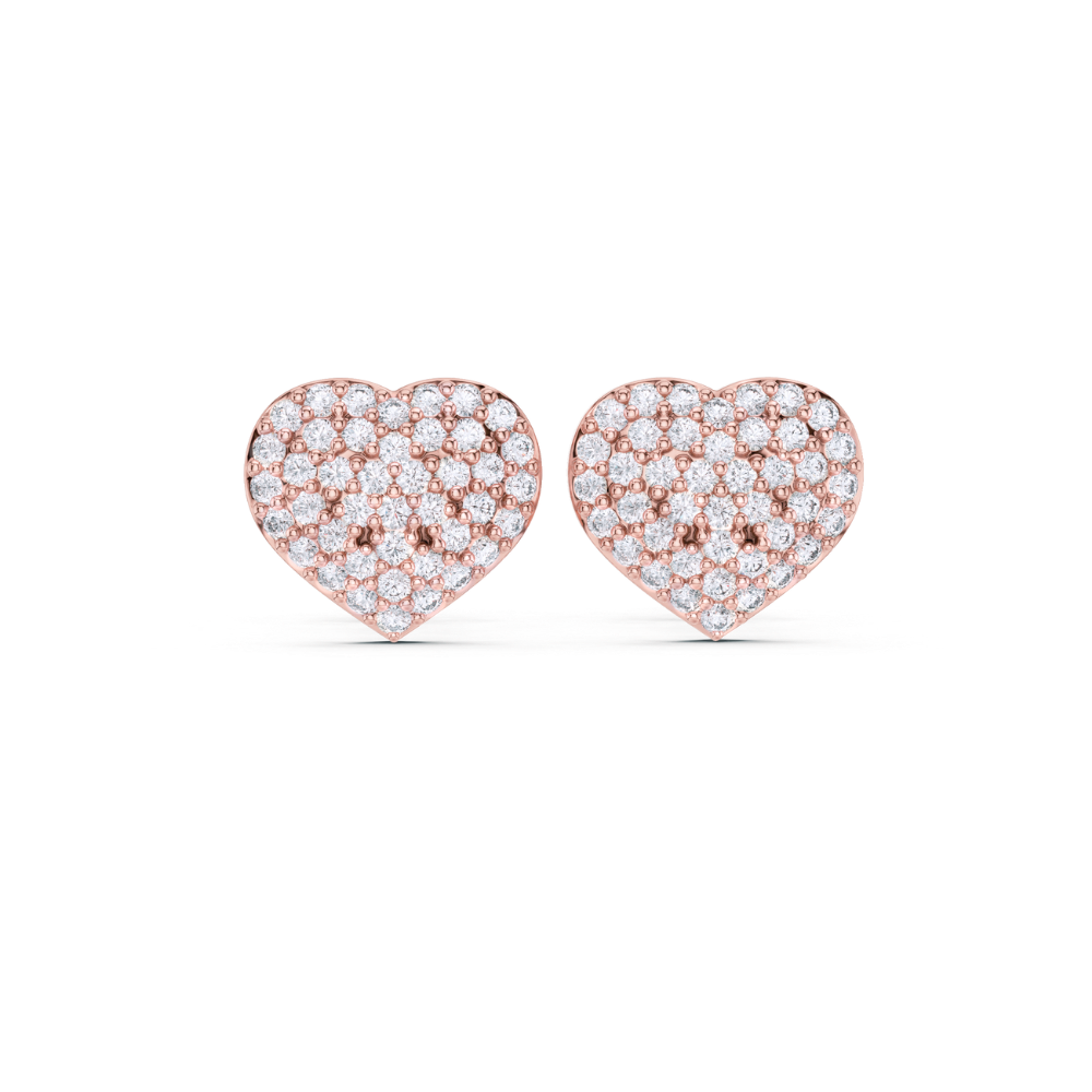 Eternal Spark Heart Diamond Stud Earrings