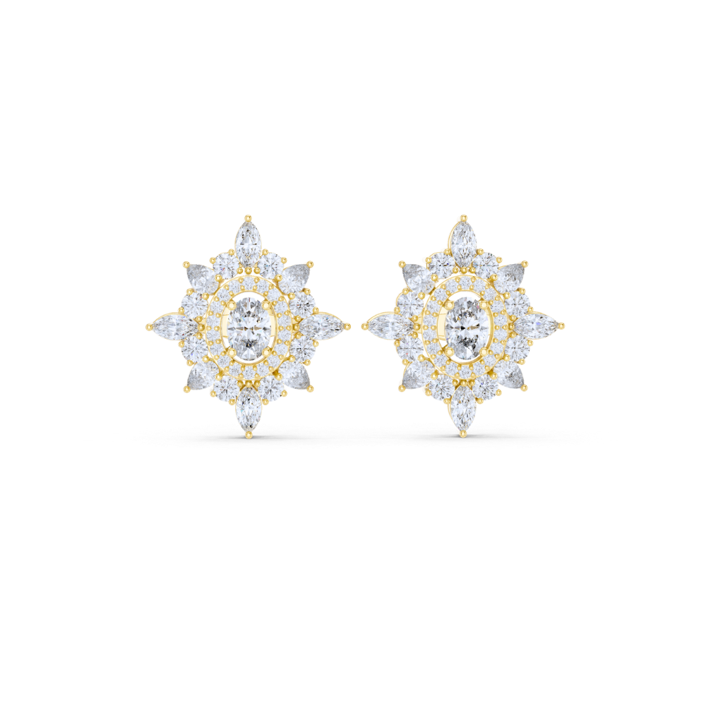 Regal Bloom Diamond Stud Earrings