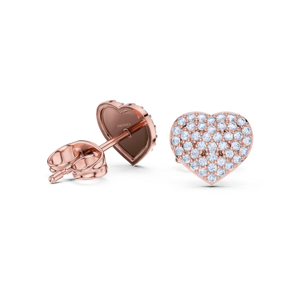 Eternal Spark Heart Diamond Stud Earrings