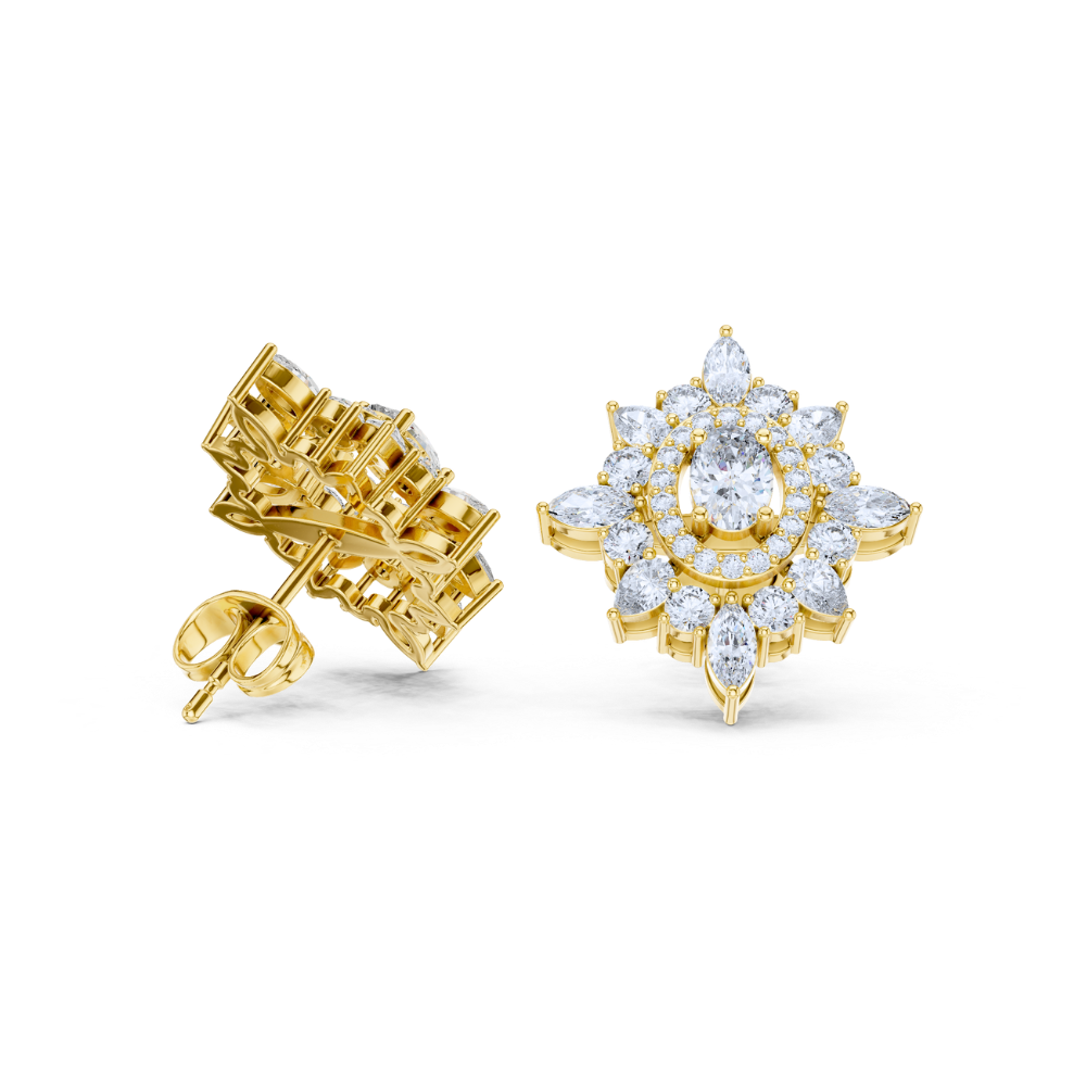 Regal Bloom Diamond Stud Earrings