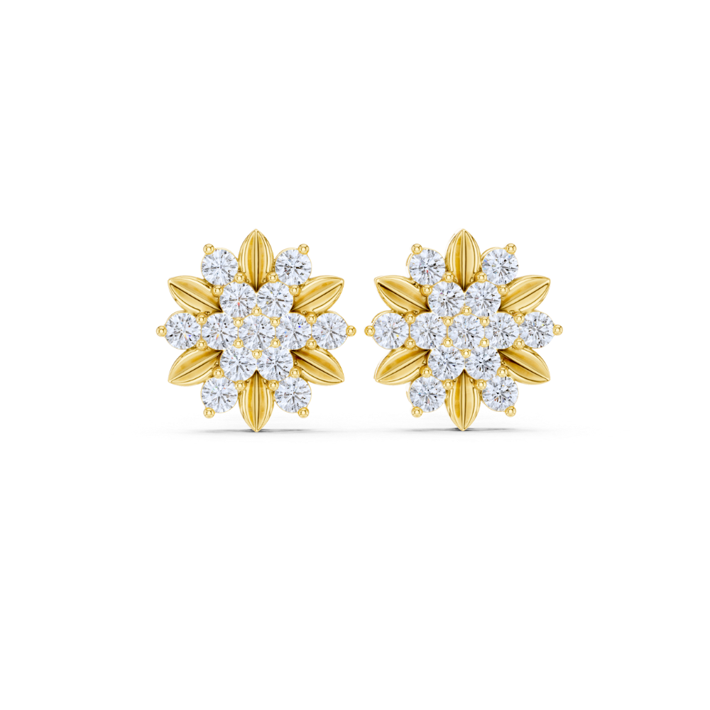 Golden Petal Radiance Diamond Studs