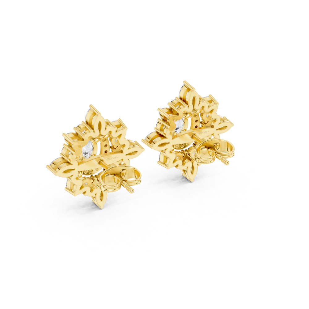 Regal Bloom Diamond Stud Earrings