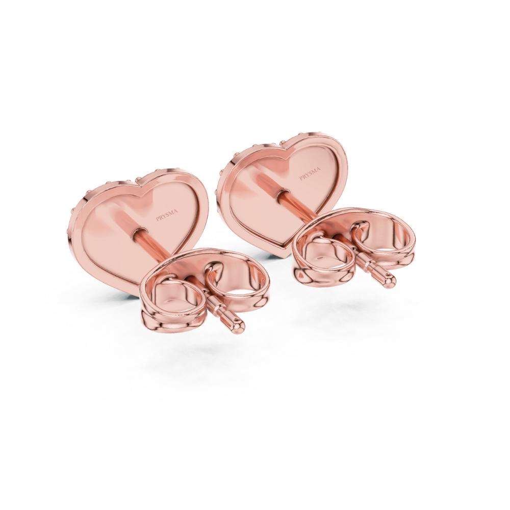 Eternal Spark Heart Diamond Stud Earrings