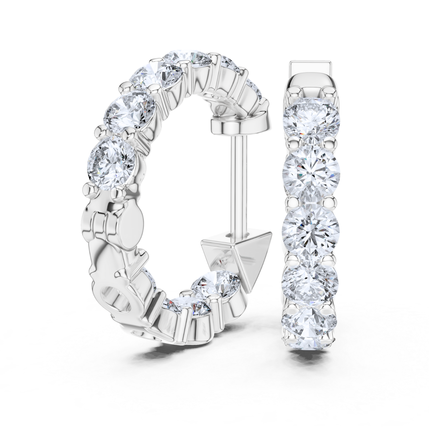 Single Row Vault Lock Diamond Earring Hoops