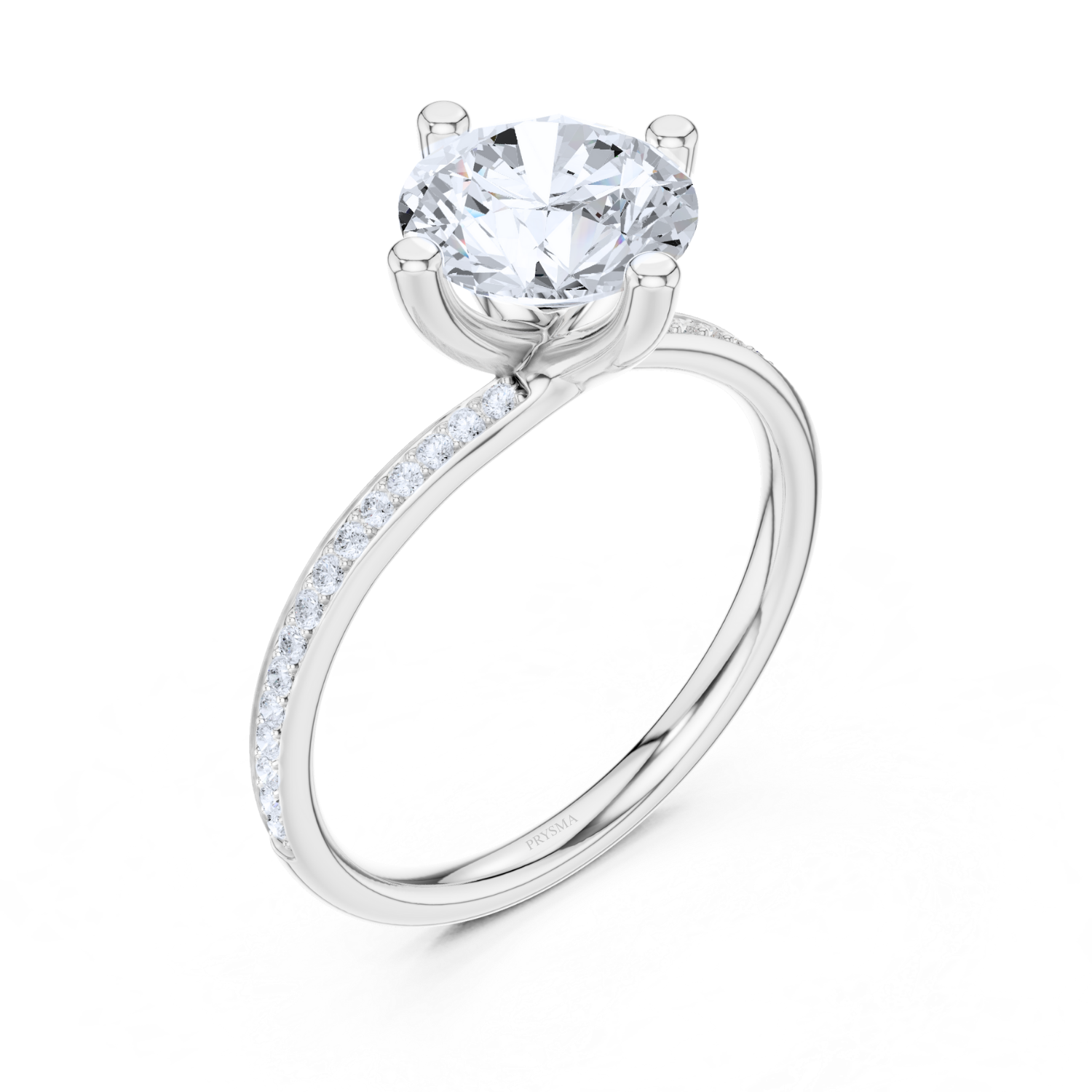 Classic Round Solitaire Pave Ring