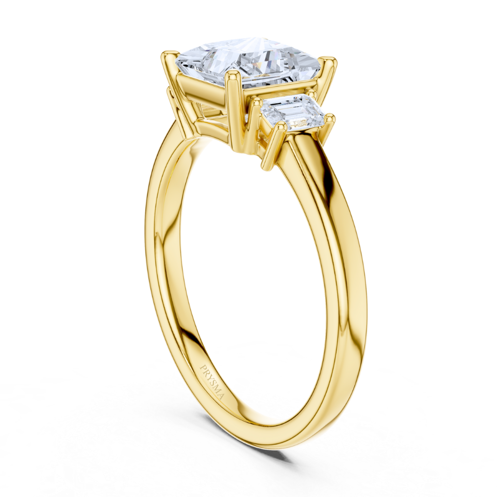 Regal Radiance Princess-Cut Three-Stone Ring