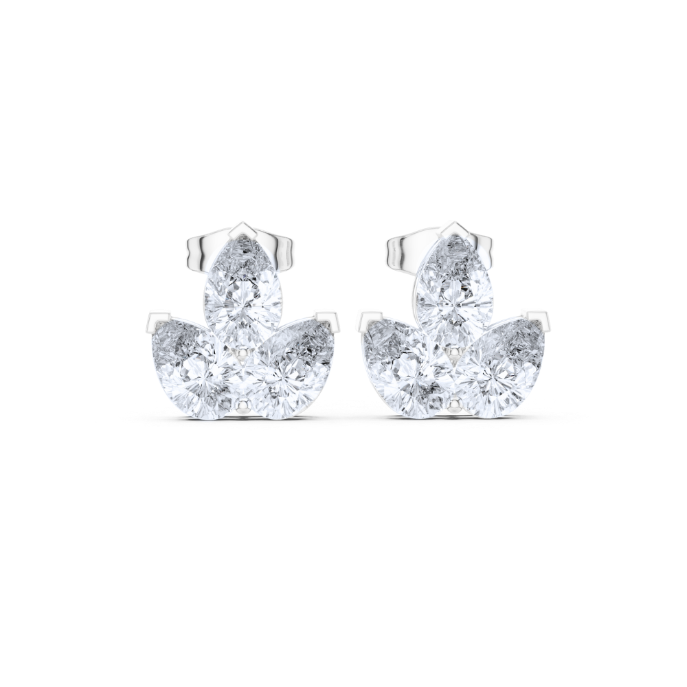 Triple Bloom Pear Diamond Earrings