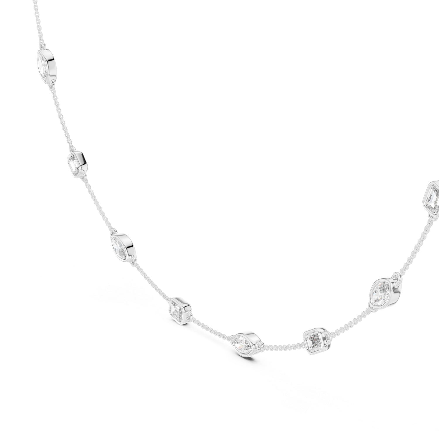 Bezel-Set Diamond Station Necklace