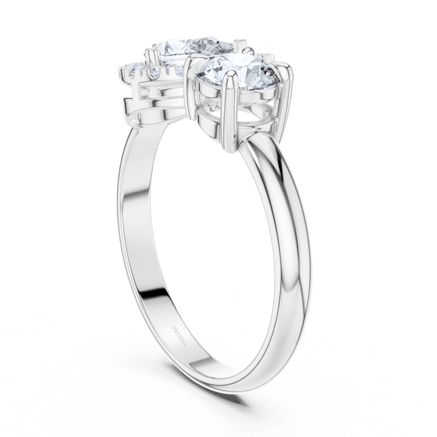 Pear & Round Dual Stone Halo Ring