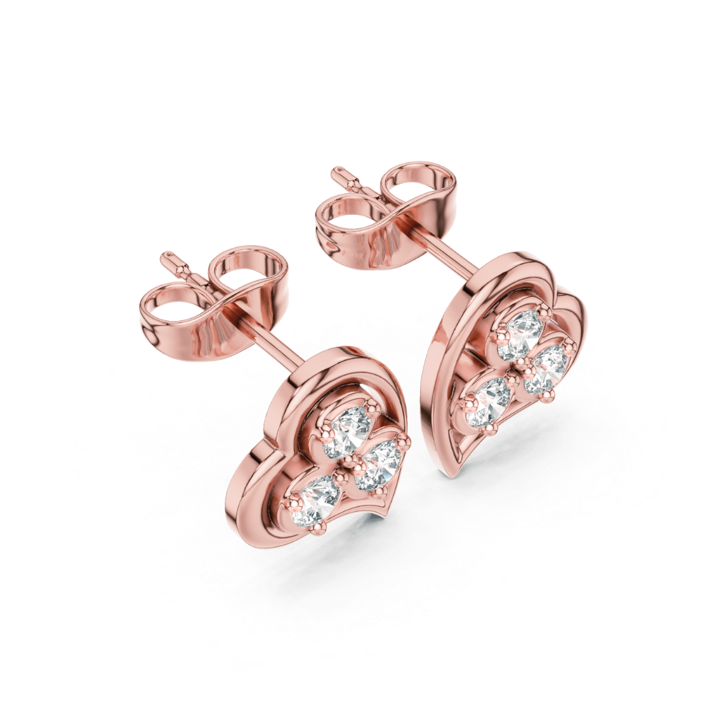 Trinity Heart Diamond Stud Earrings