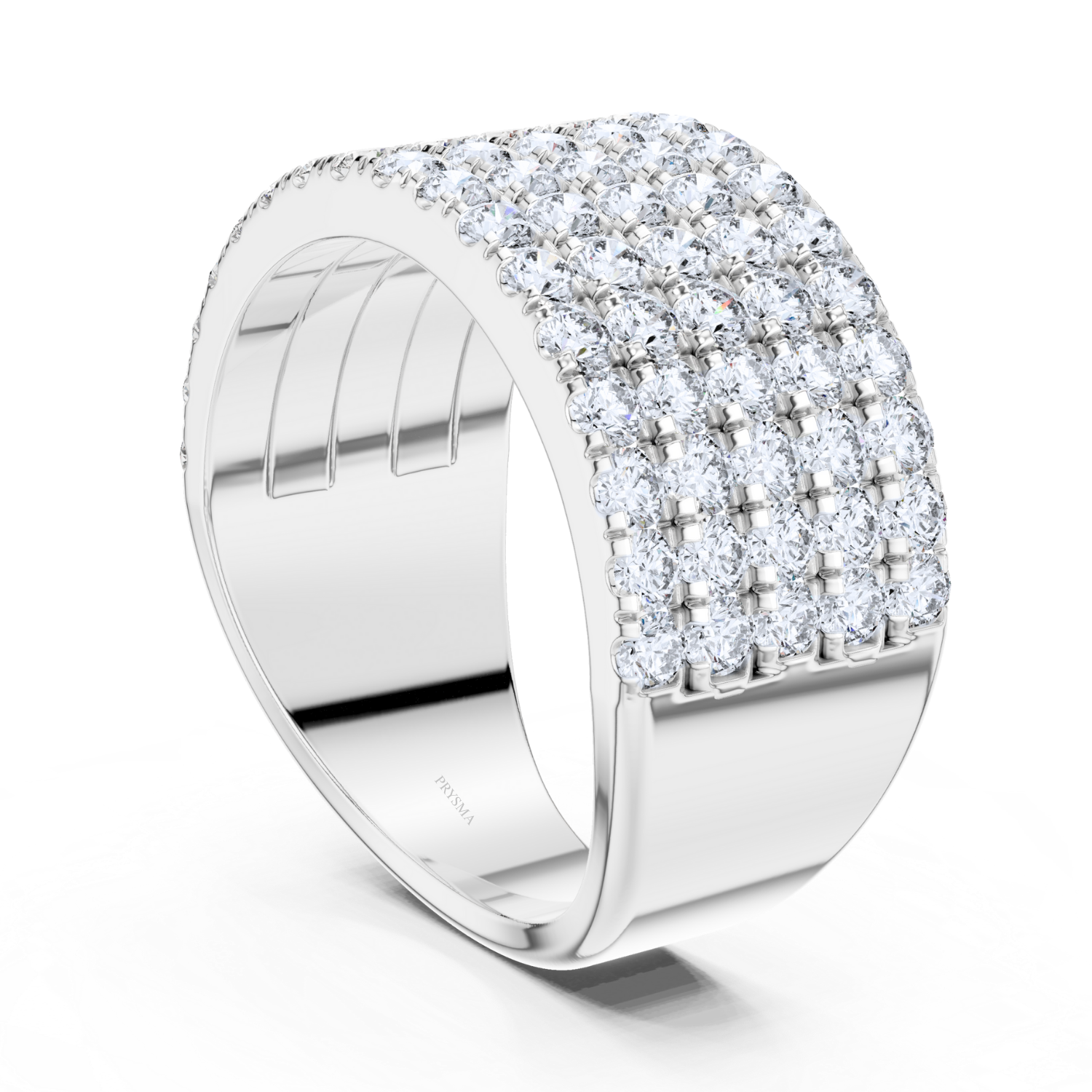 Wide Multi-Row Diamond Band Ring