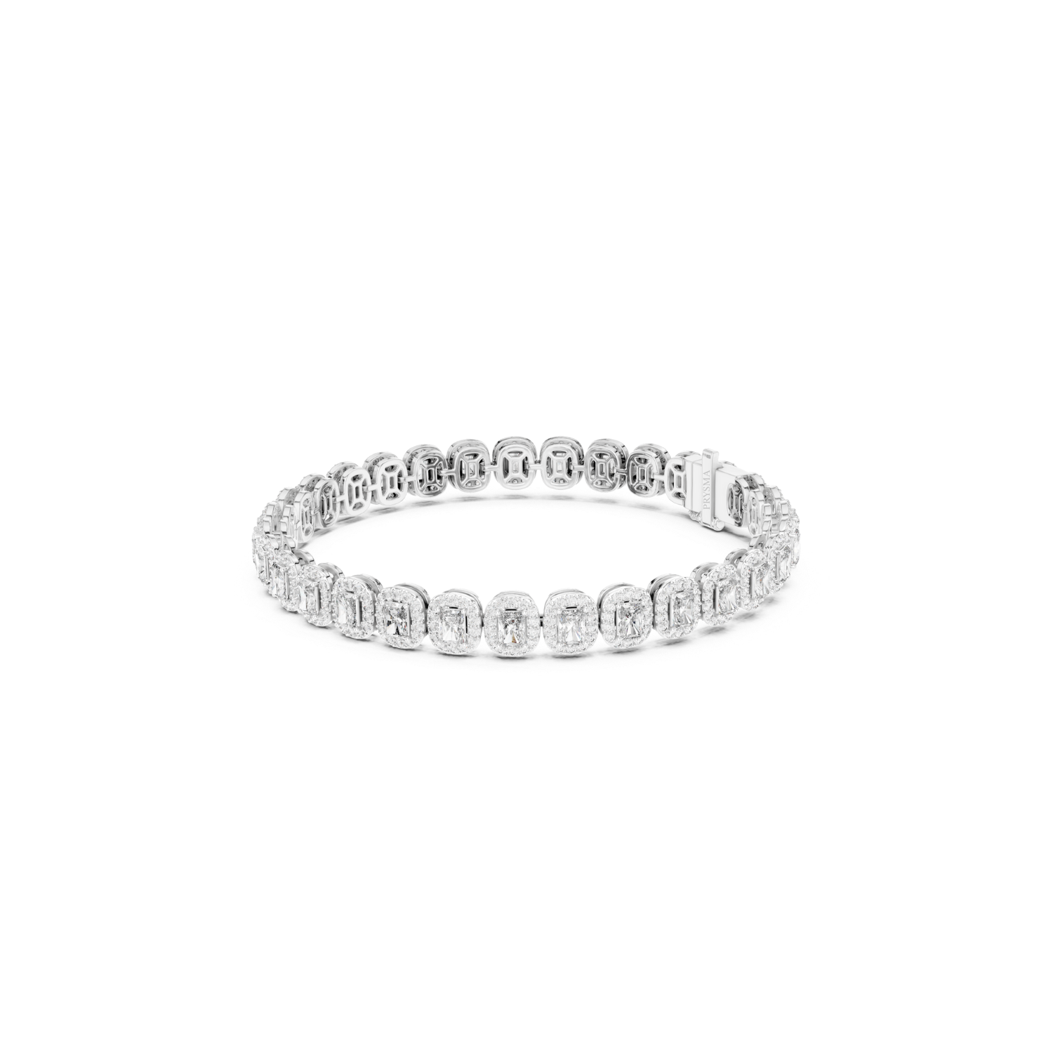 Radiant-Cut Diamond Halo Tennis Bracelet