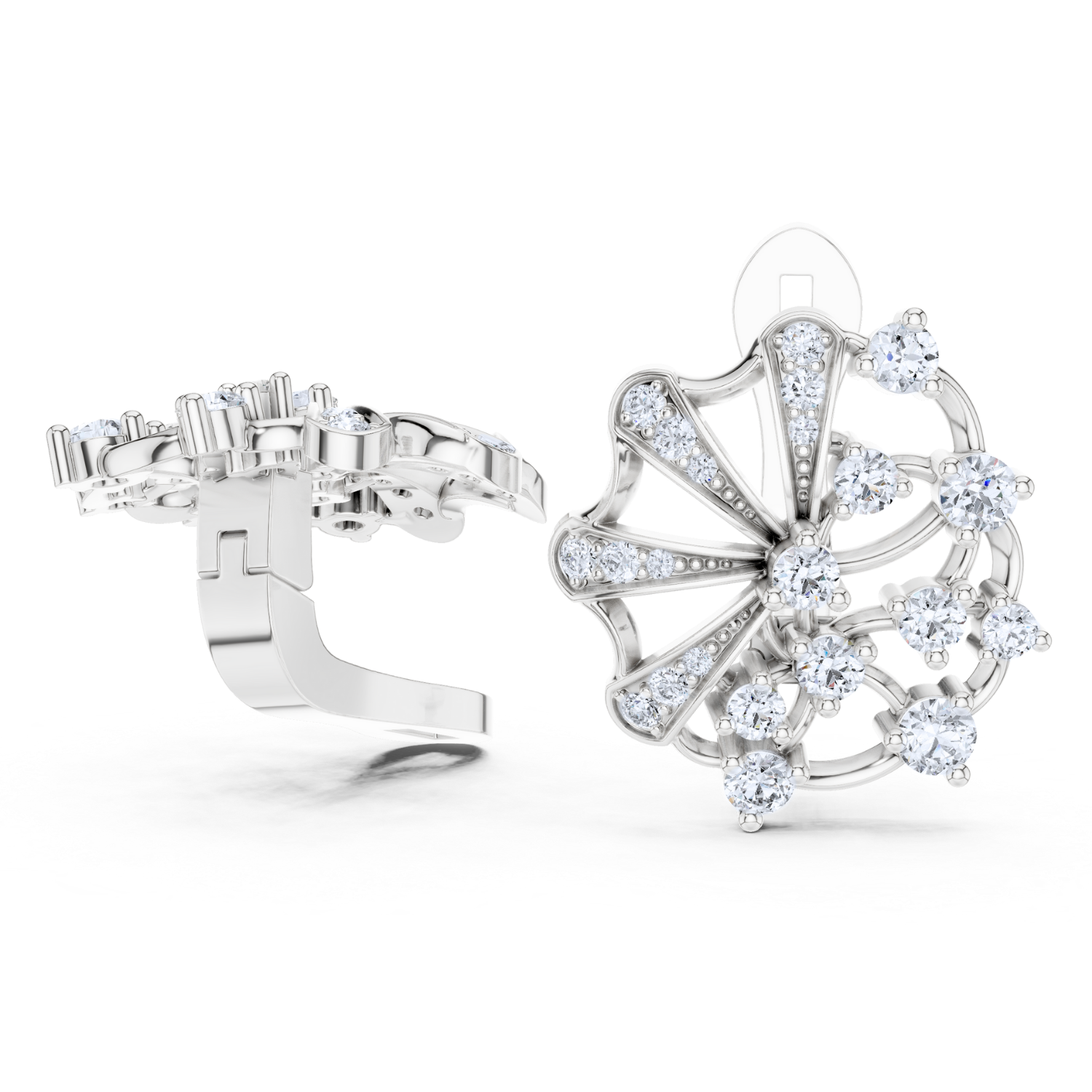 Fan-Inspired Diamond Earrings