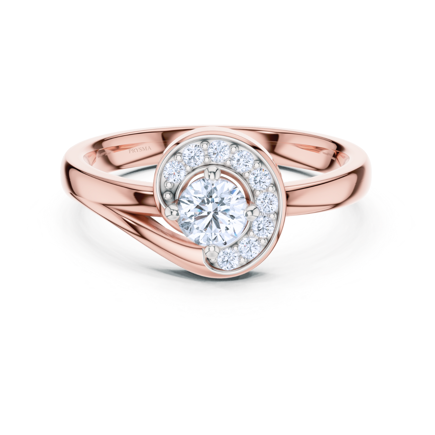 Crescent Halo Diamond Ring