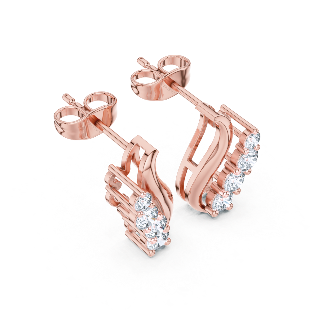 Curved Vine Diamond Stud Earrings