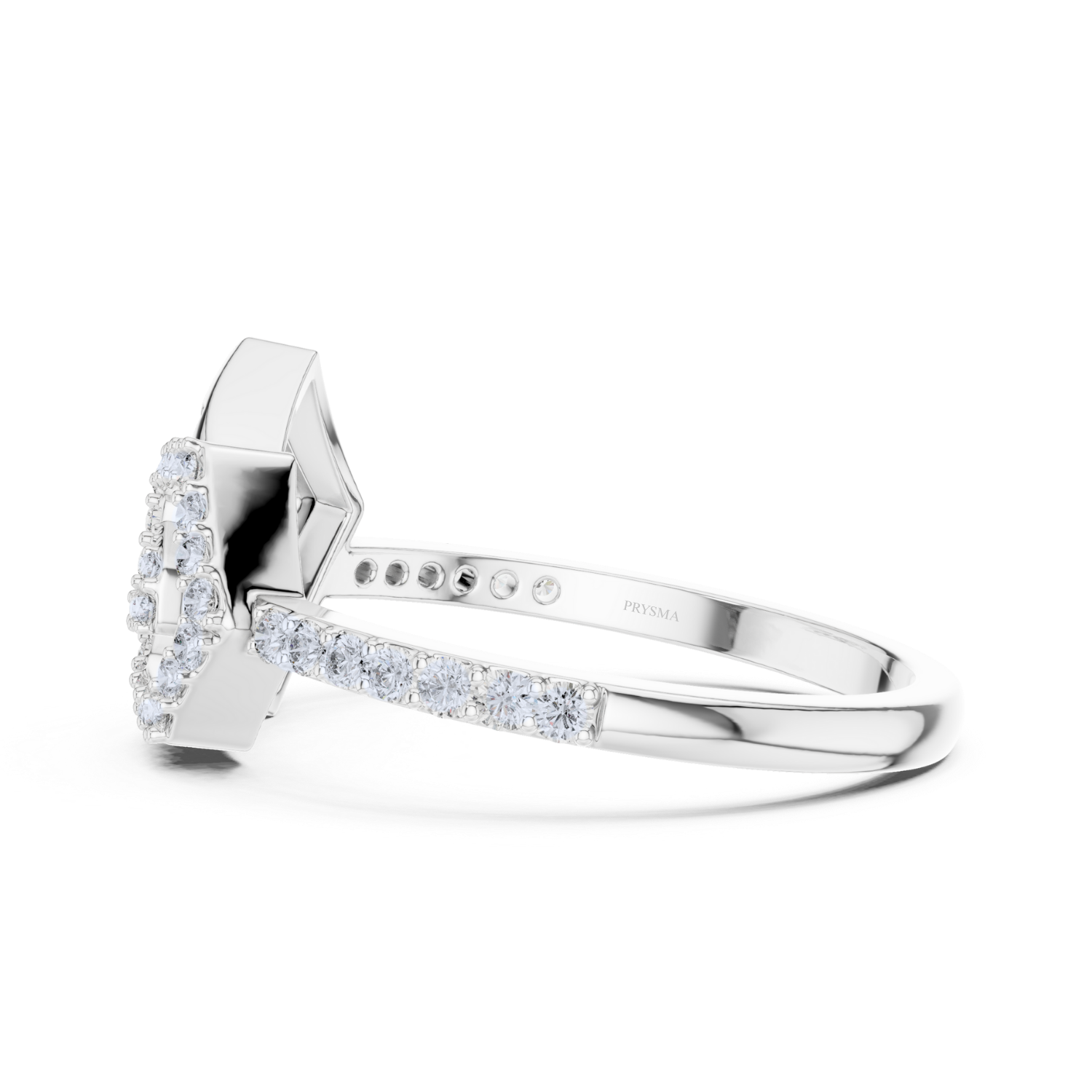 Diamond Halo Shield Ring
