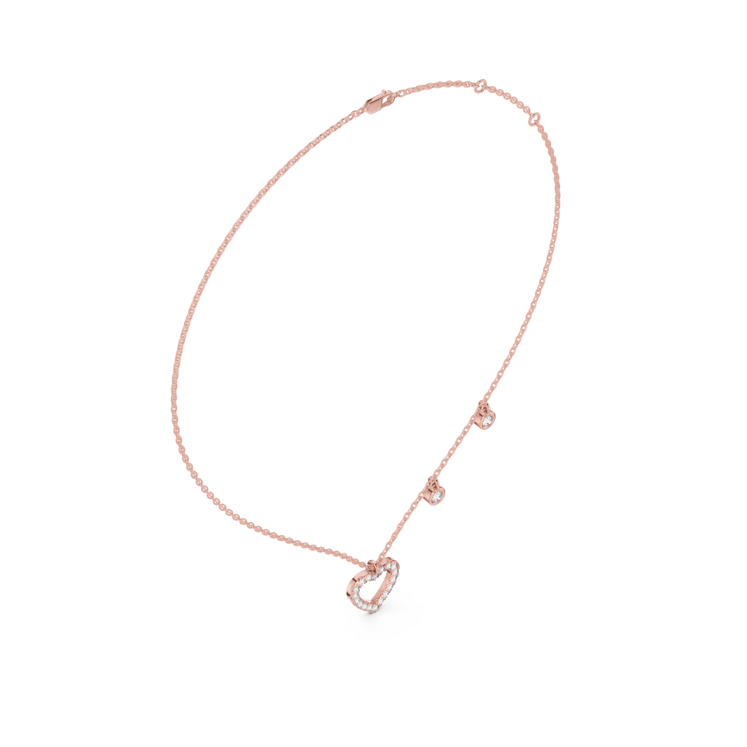 Heart Motif Diamond Drop Necklace