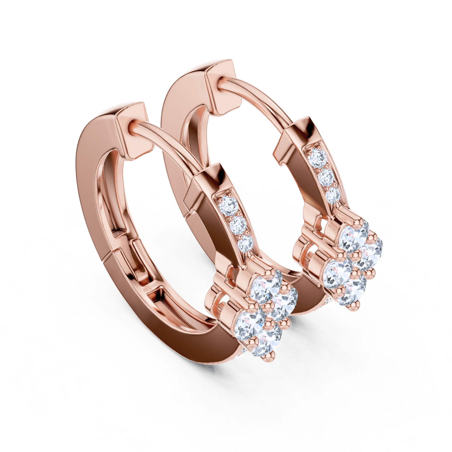 Diamond Cluster Hoop Earrings