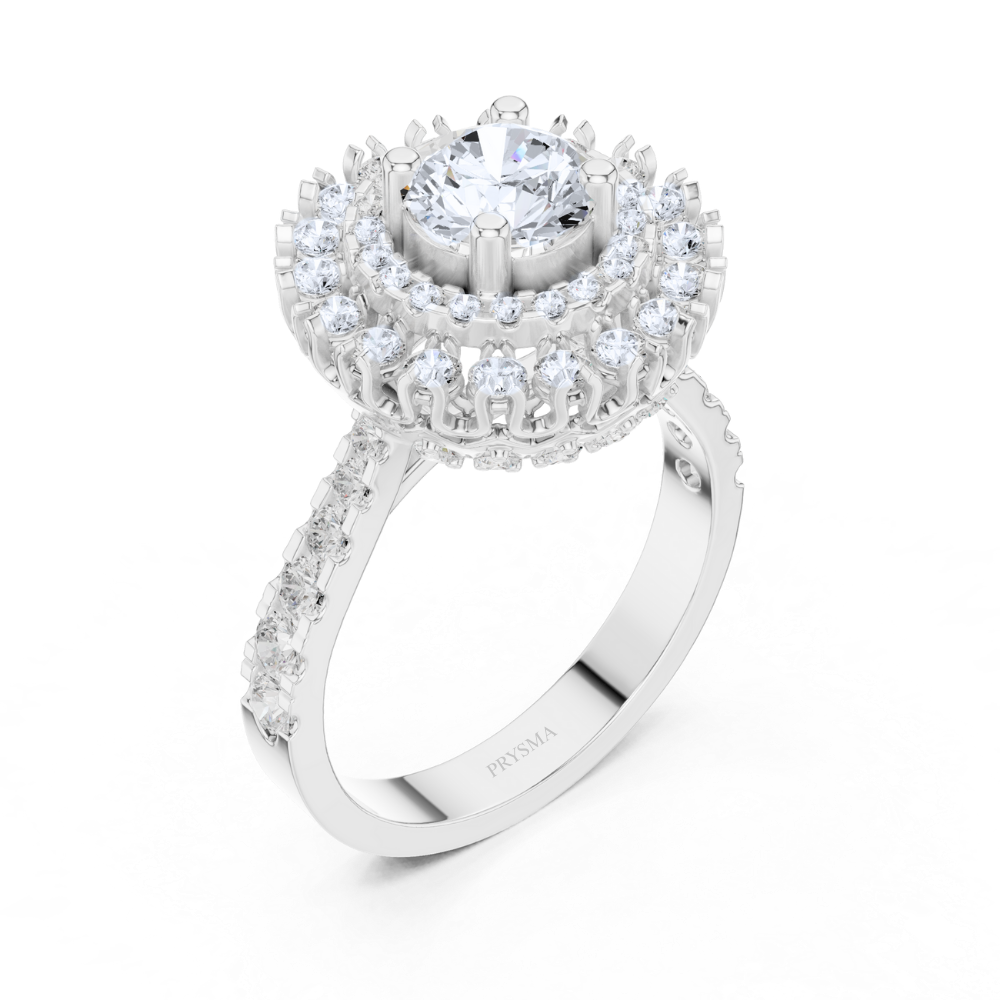 Radiant Double Halo Round-Cut Ring