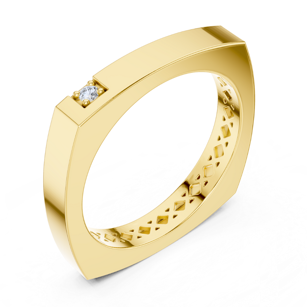 Modern Edge Solitaire Band Ring