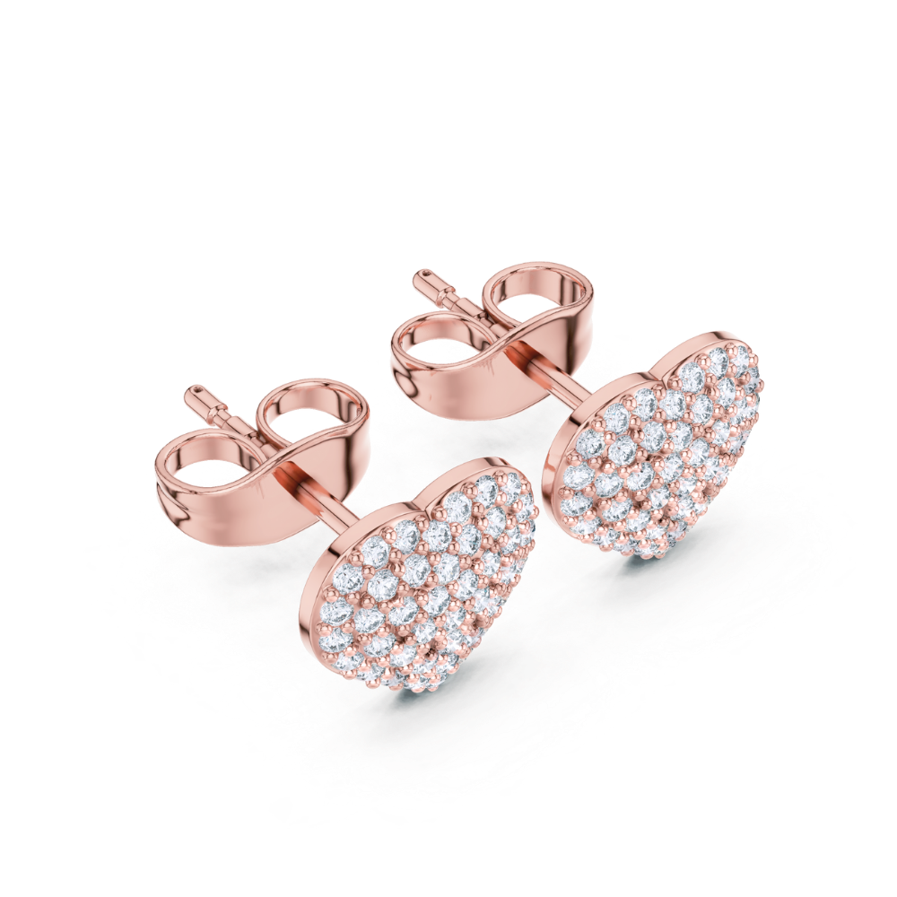 Eternal Spark Heart Diamond Stud Earrings