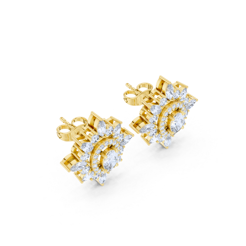 Regal Bloom Diamond Stud Earrings