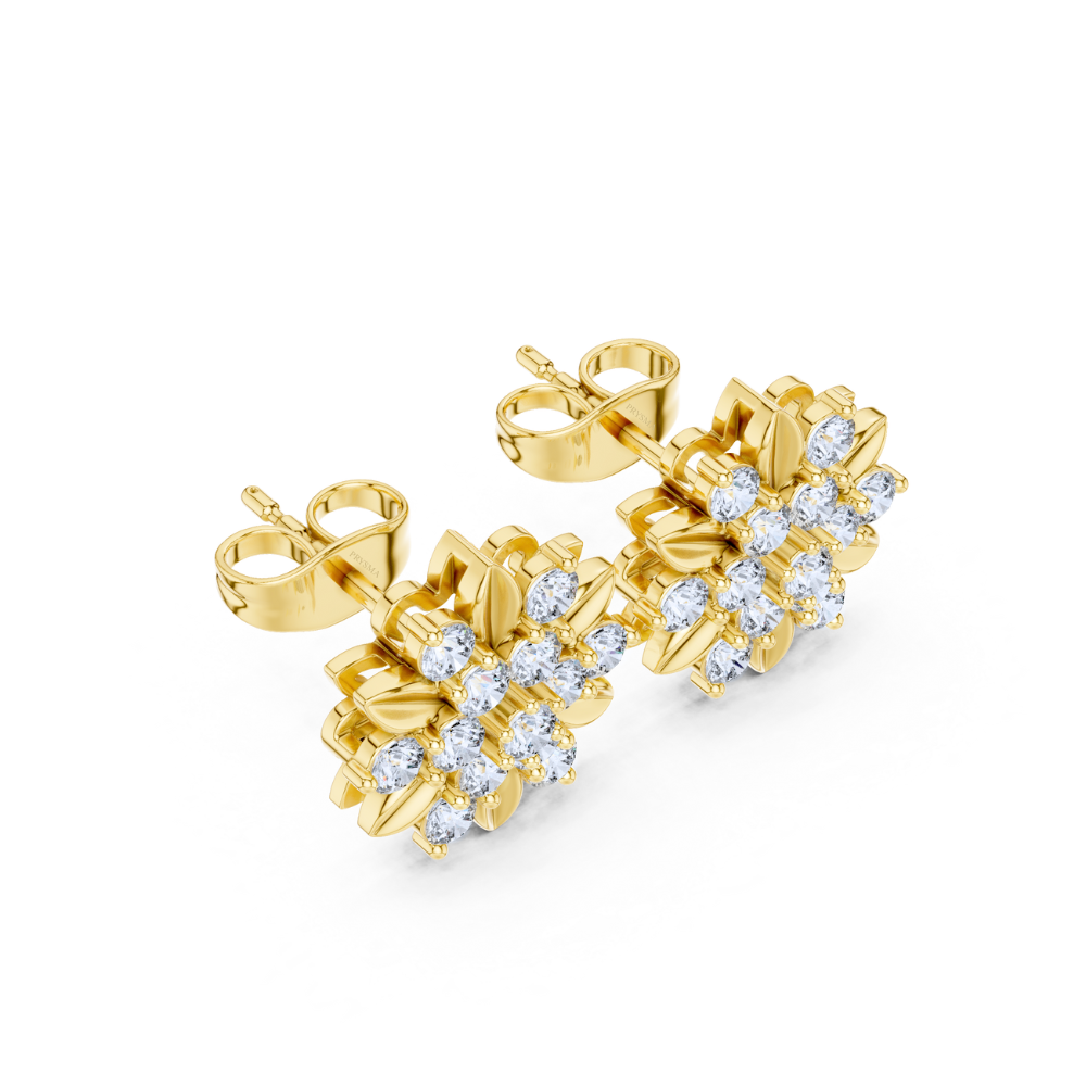 Golden Petal Radiance Diamond Studs