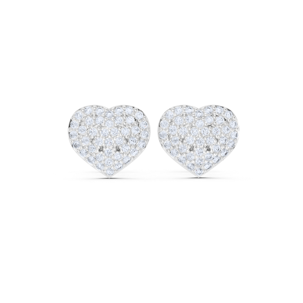 Eternal Spark Heart Diamond Stud Earrings