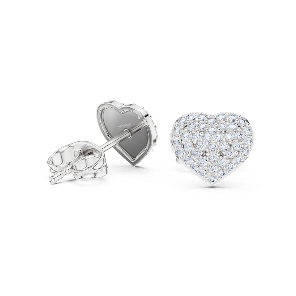 Eternal Spark Heart Diamond Stud Earrings