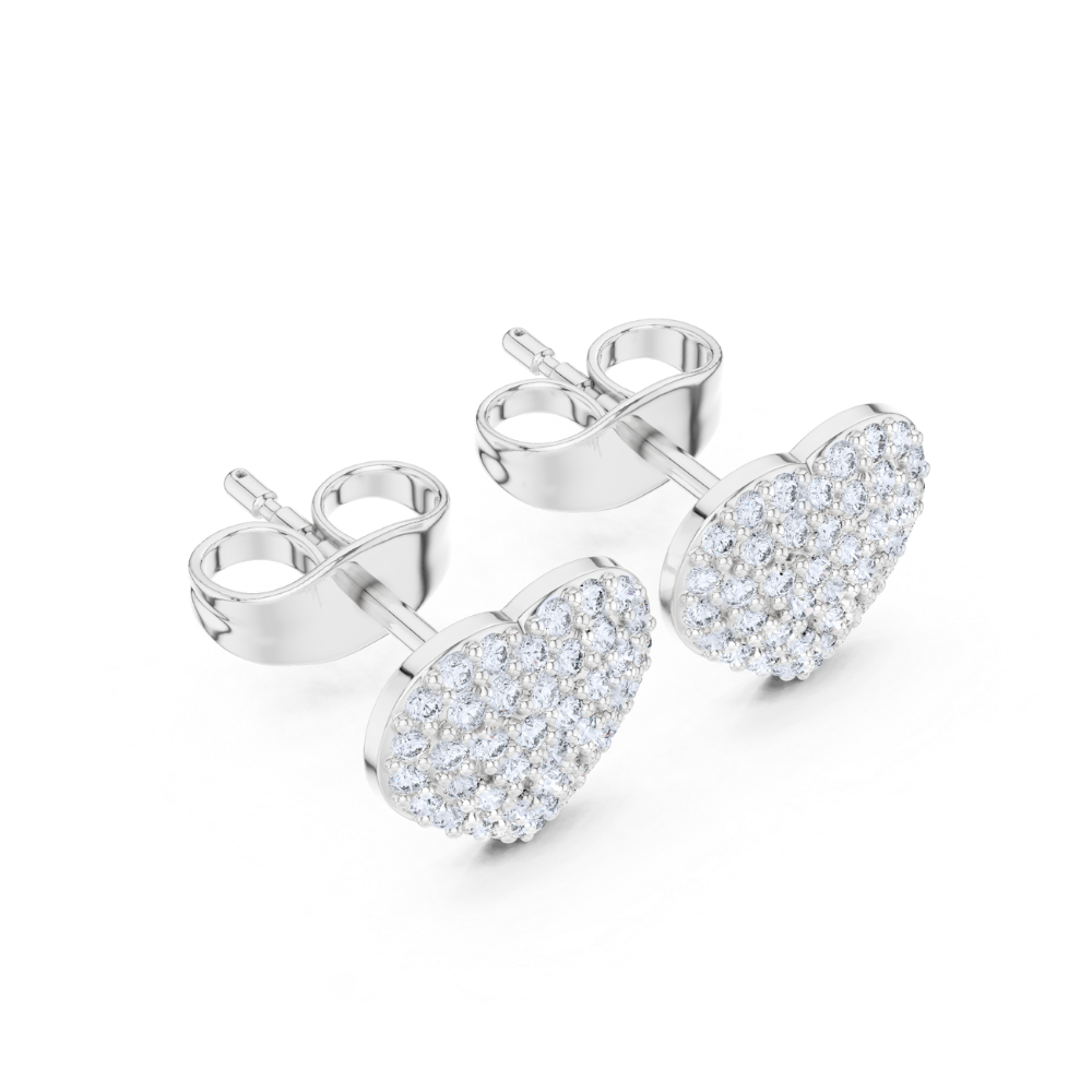 Eternal Spark Heart Diamond Stud Earrings