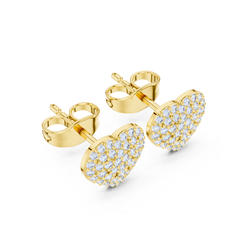 Eternal Spark Heart Diamond Stud Earrings