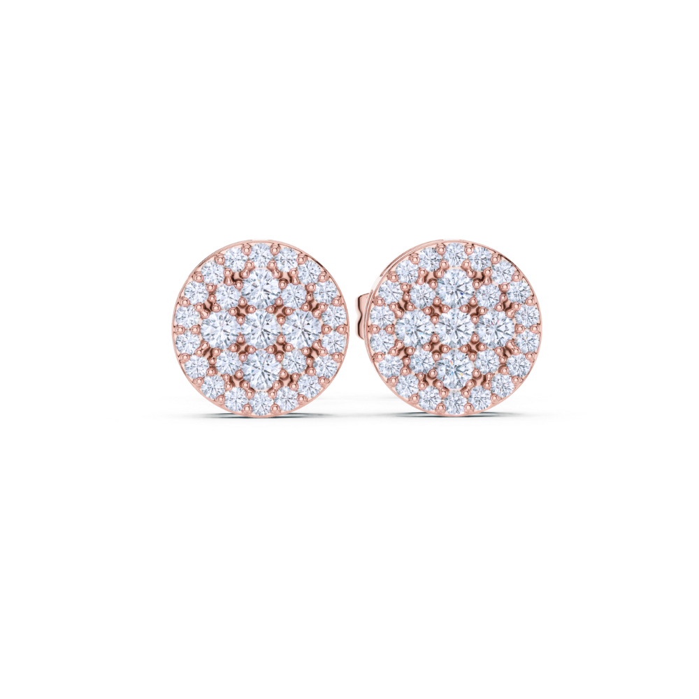 Radiant Halo Diamond Cluster Stud Earrings