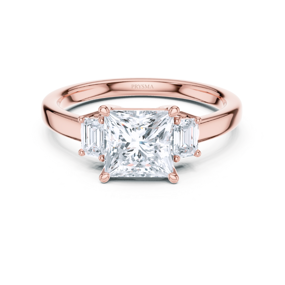 Regal Radiance Princess-Cut Three-Stone Ring