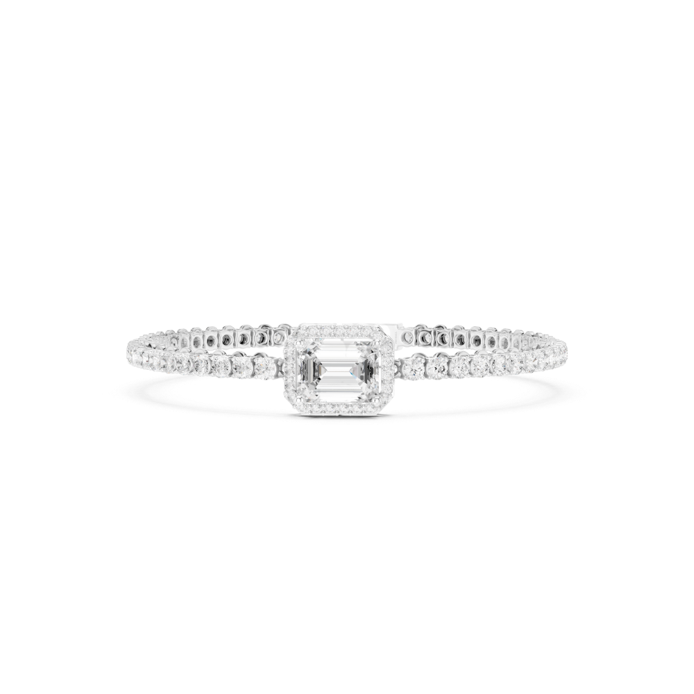 Solara Emerald-Cut Halo Diamond Bracelet