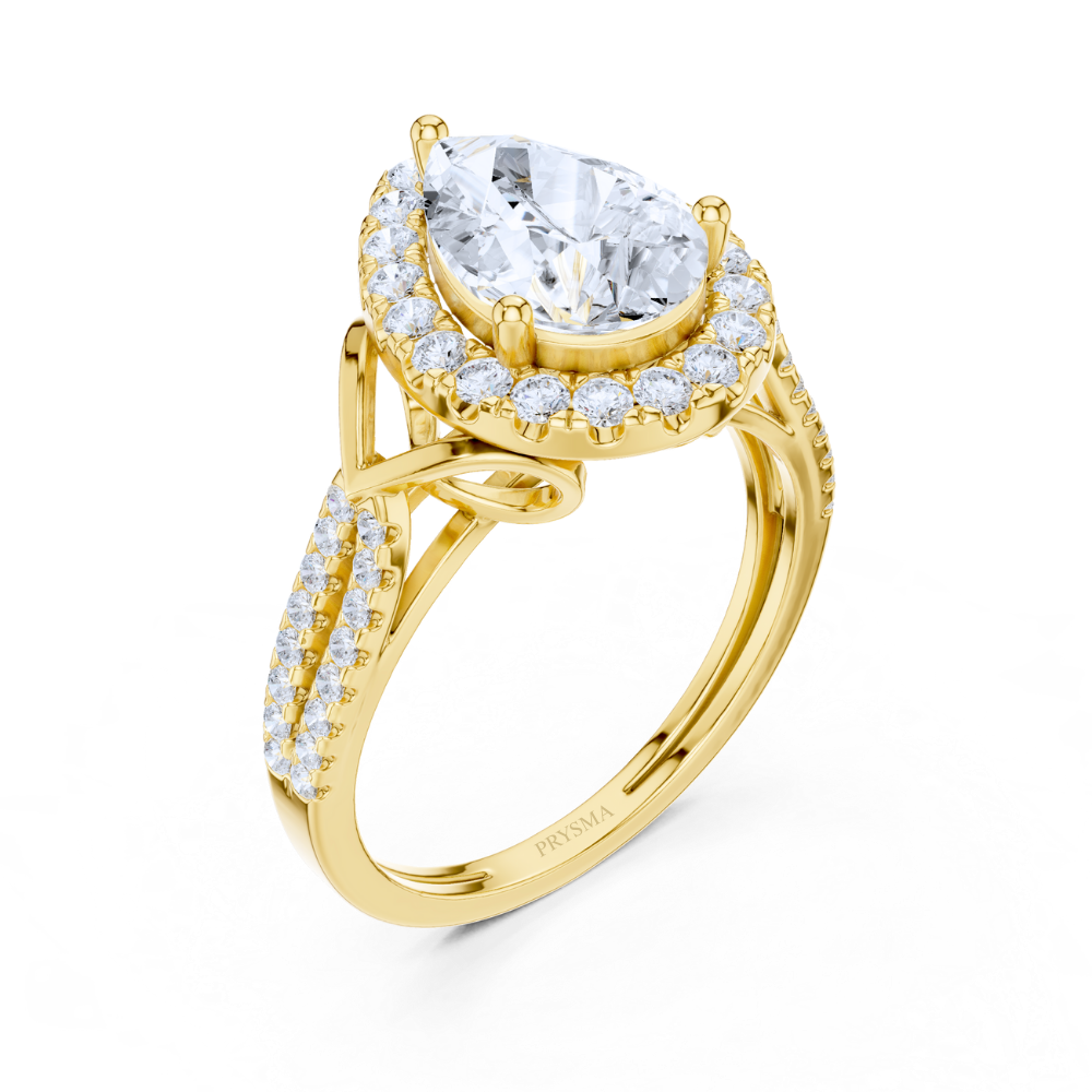 Regal Teardrop Halo Ring