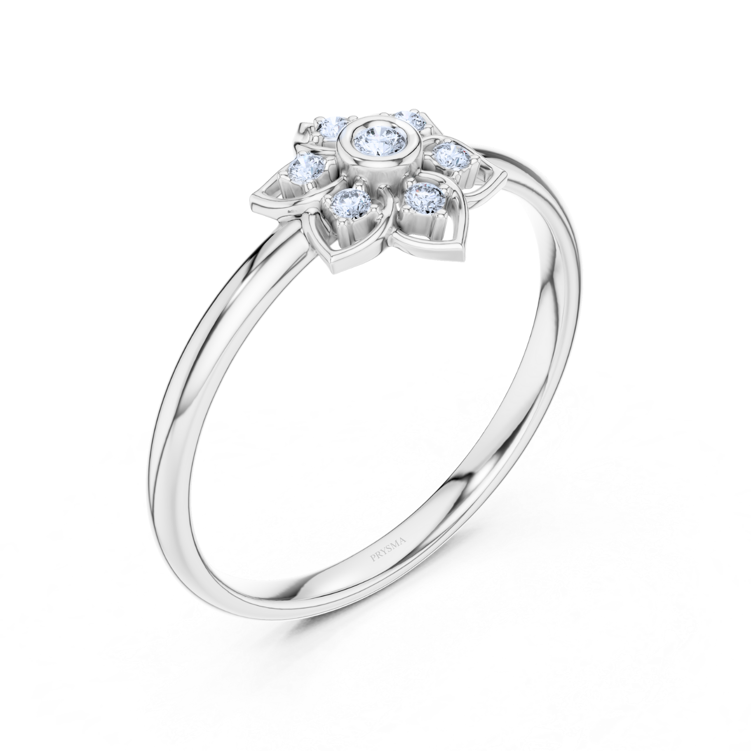 Radiant Lotus Diamond Ring