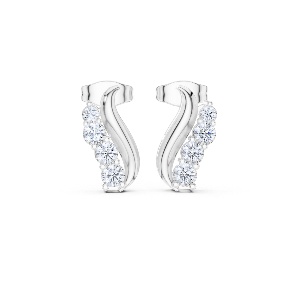 Curved Vine Diamond Stud Earrings