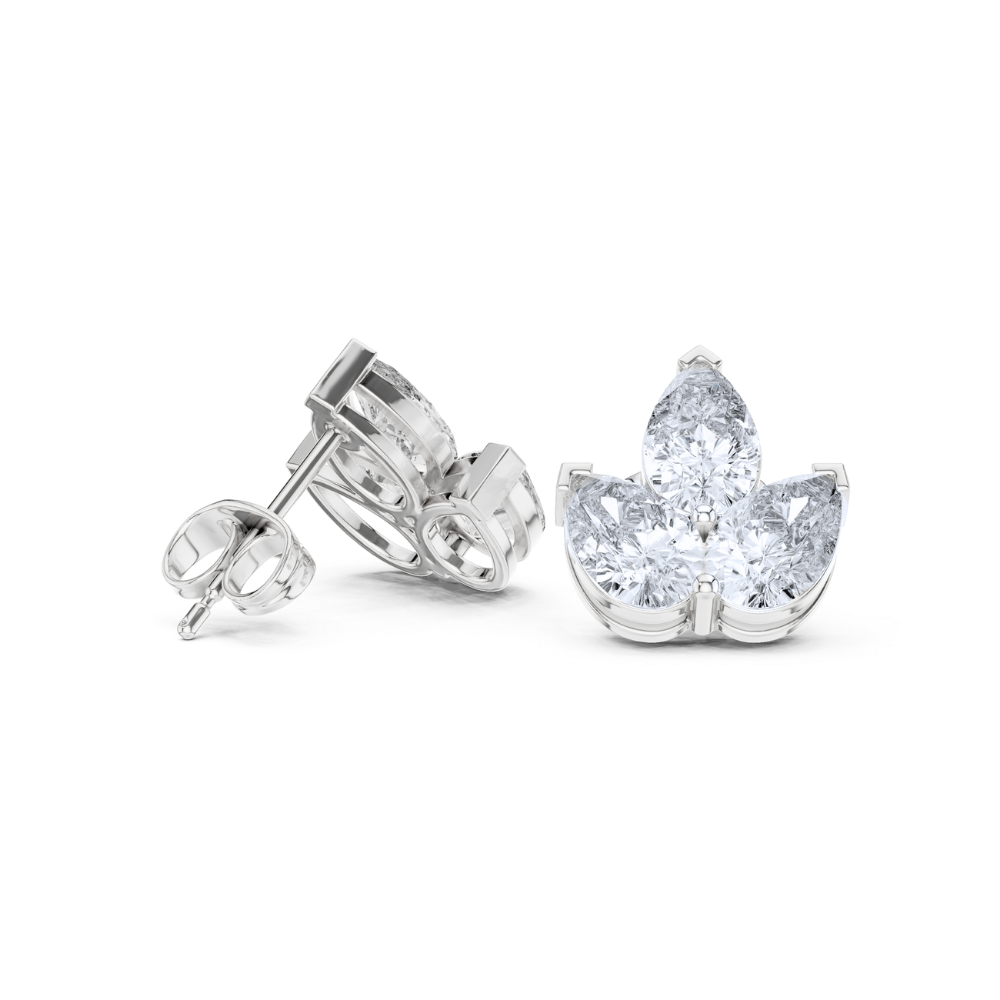 Triple Bloom Pear Diamond Earrings