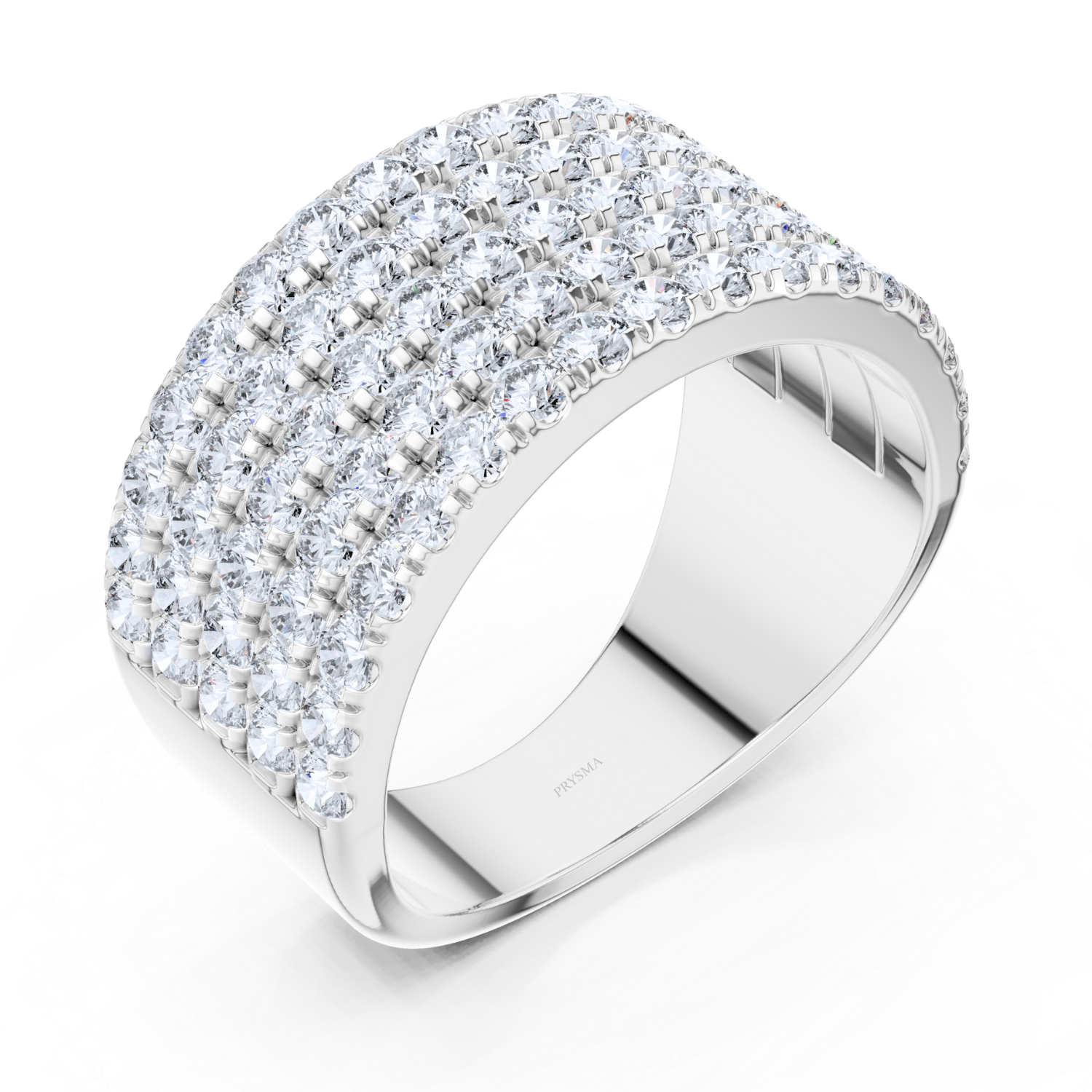 Wide Multi-Row Diamond Band Ring