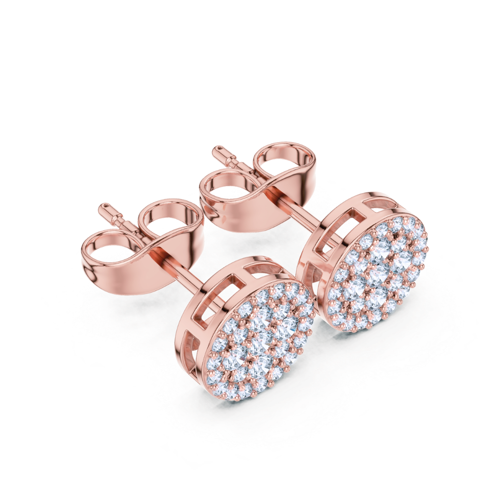 Radiant Halo Diamond Cluster Stud Earrings