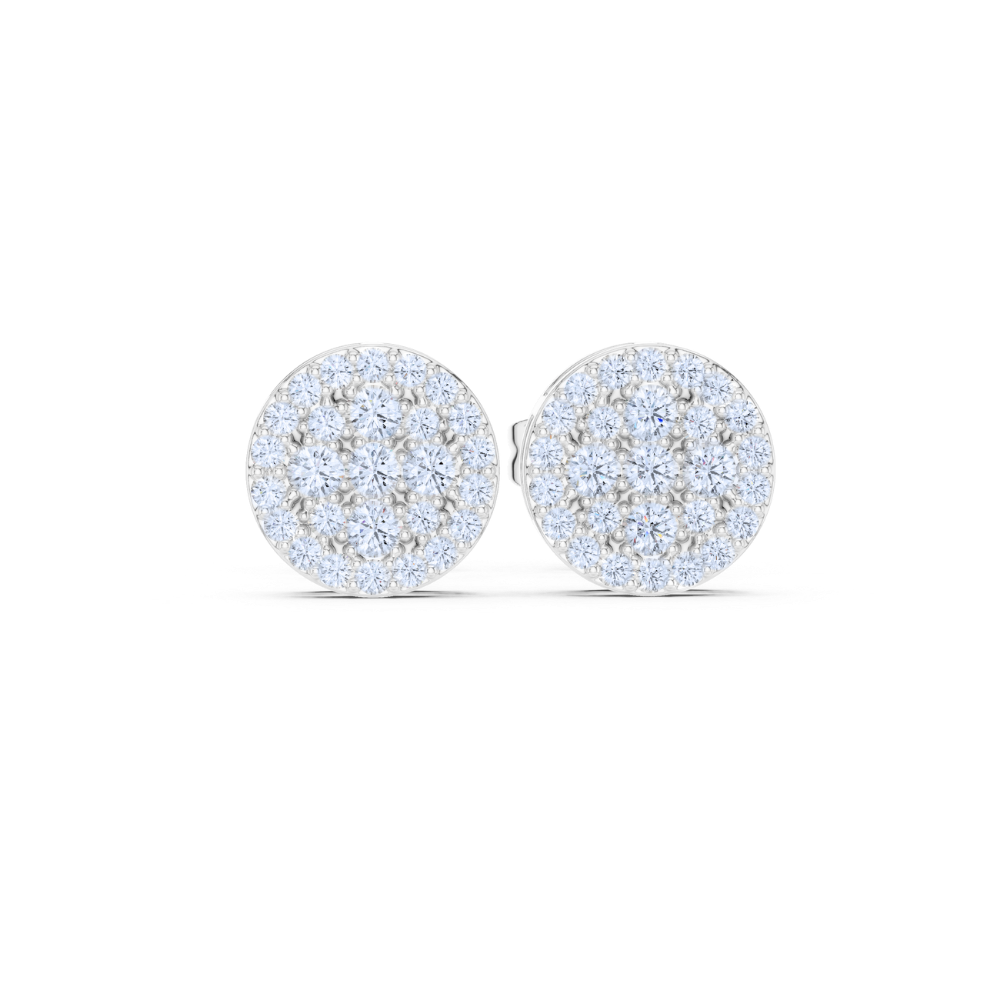Radiant Halo Diamond Cluster Stud Earrings