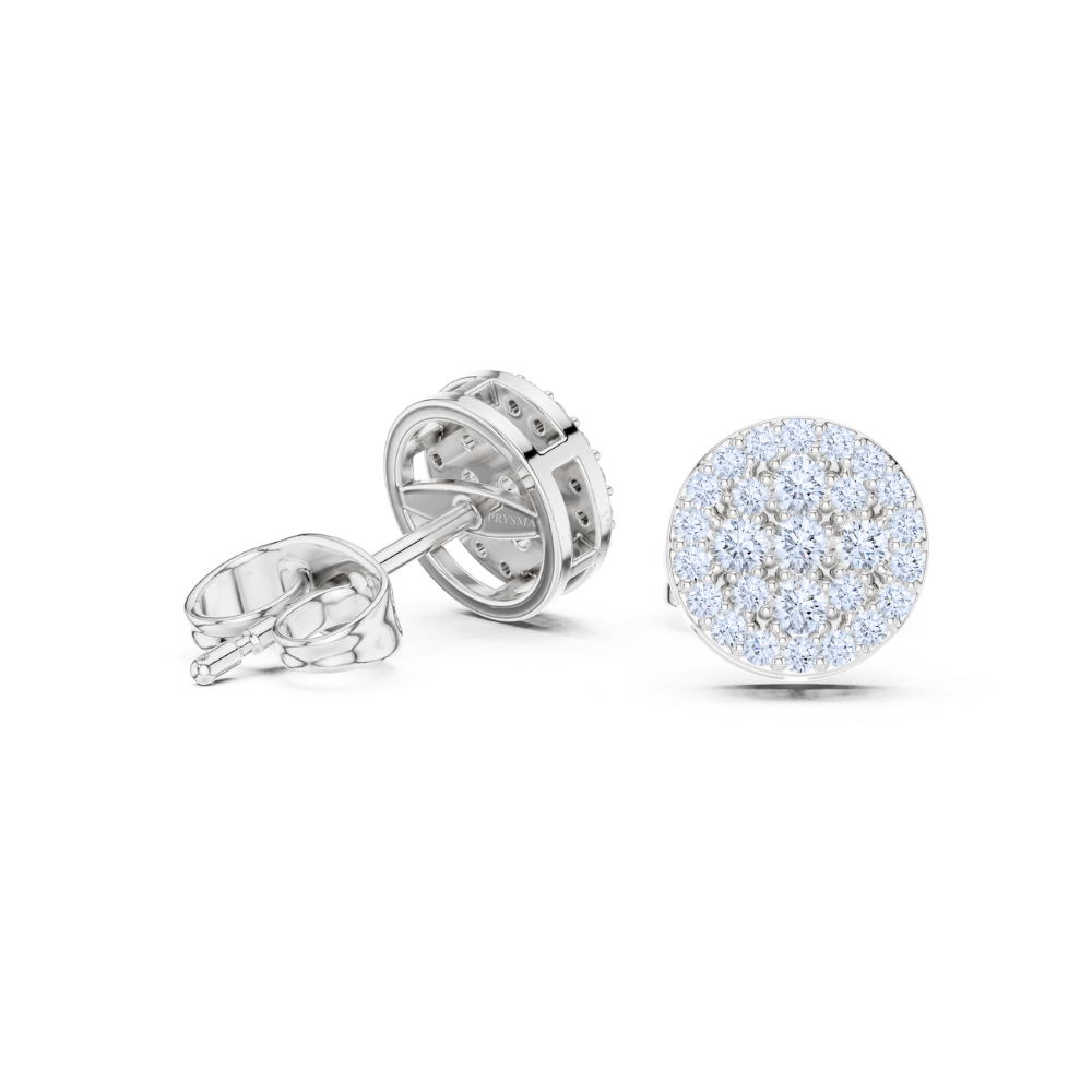 Radiant Halo Diamond Cluster Stud Earrings
