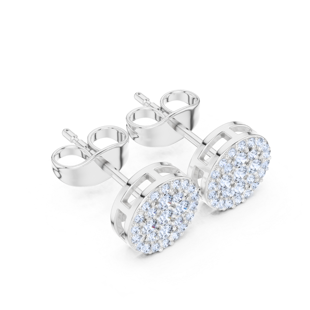 Radiant Halo Diamond Cluster Stud Earrings