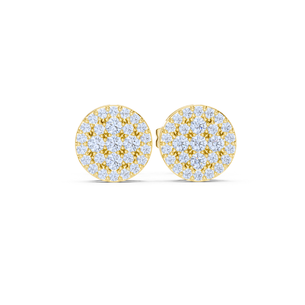 Radiant Halo Diamond Cluster Stud Earrings