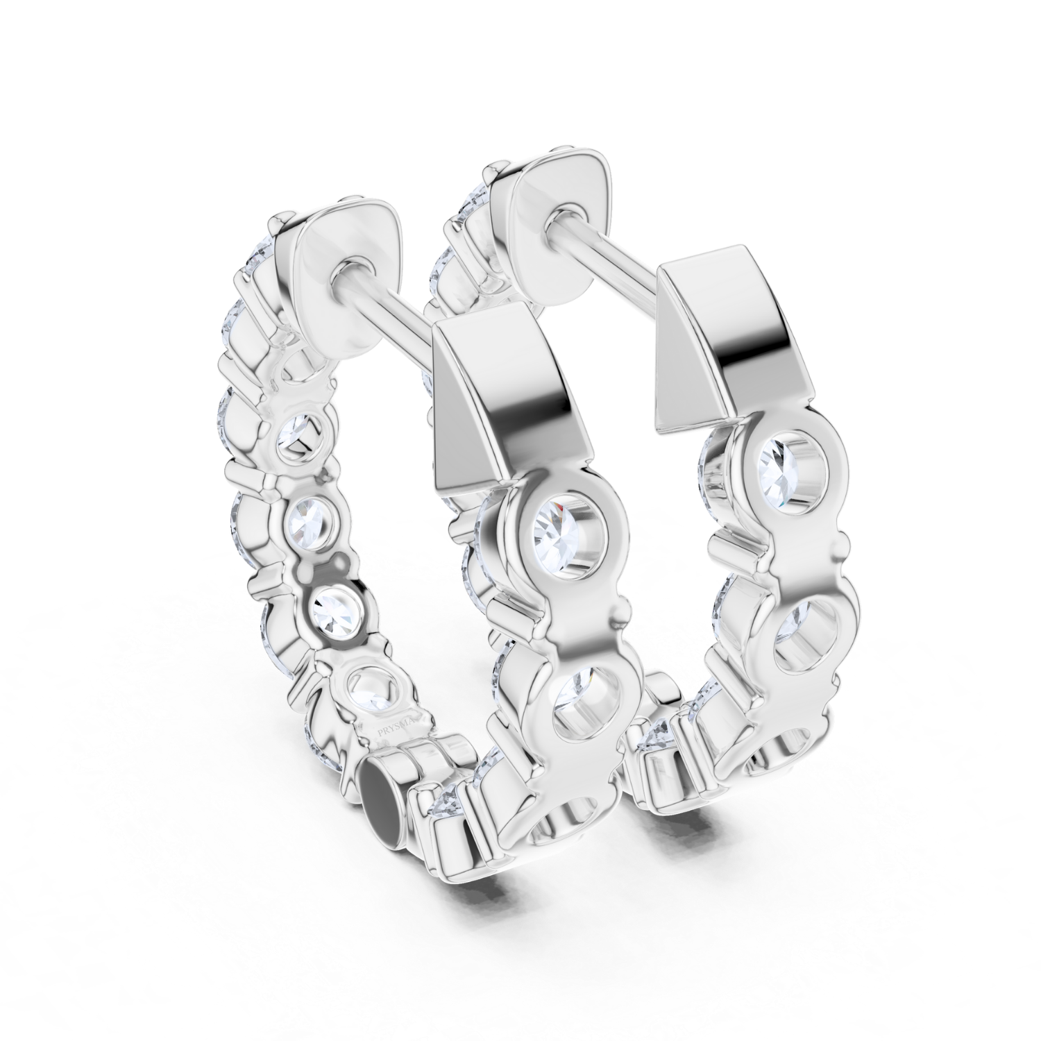 Single Row Vault Lock Diamond Earring Hoops