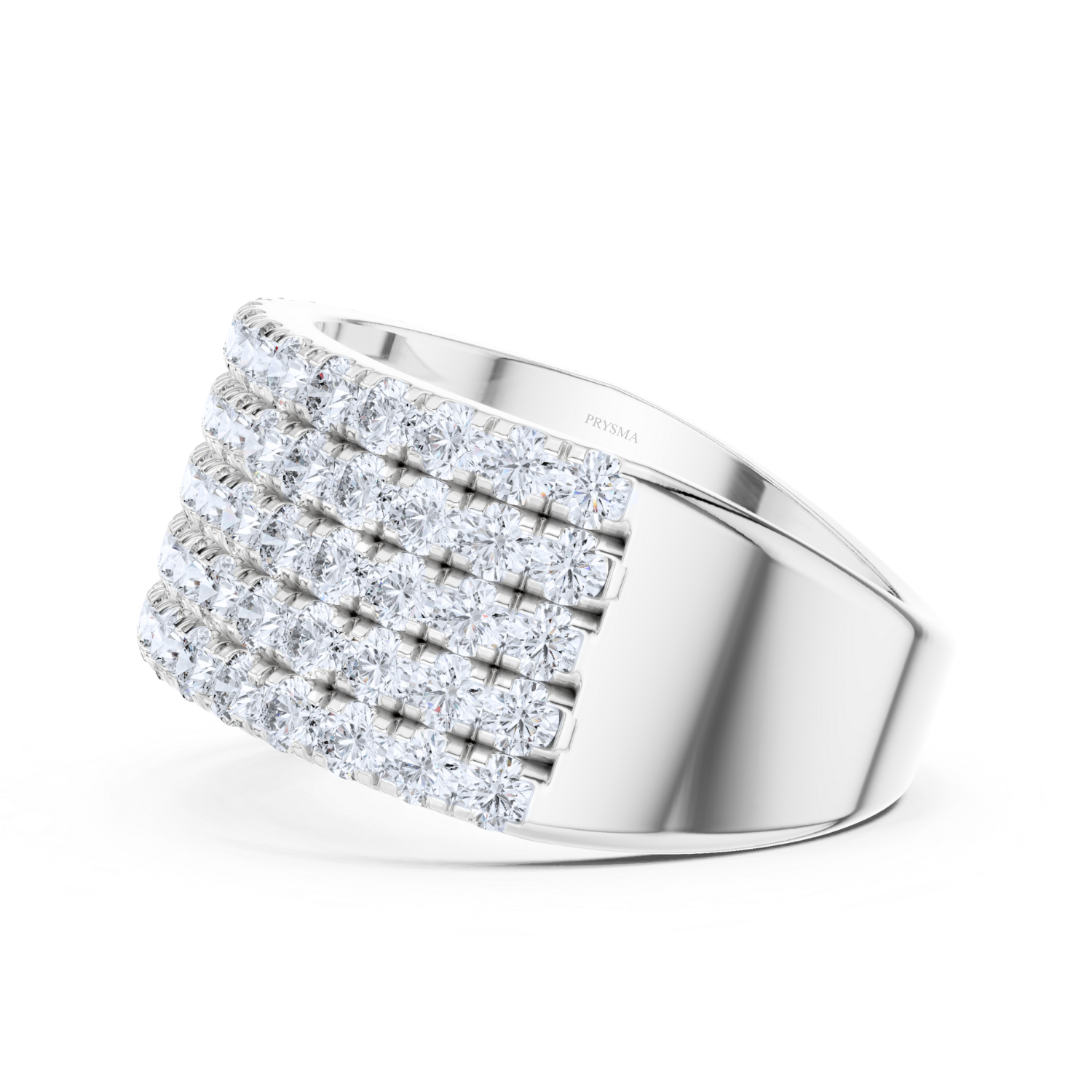 Wide Multi-Row Diamond Band Ring