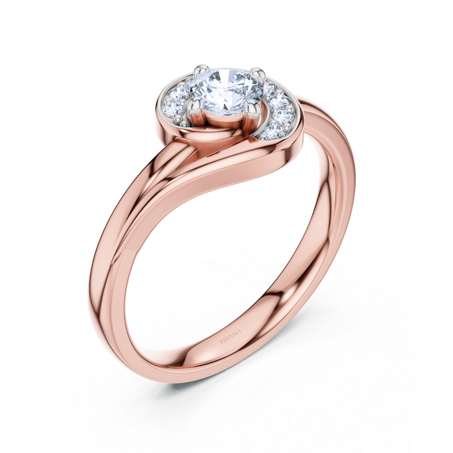 Crescent Halo Diamond Ring