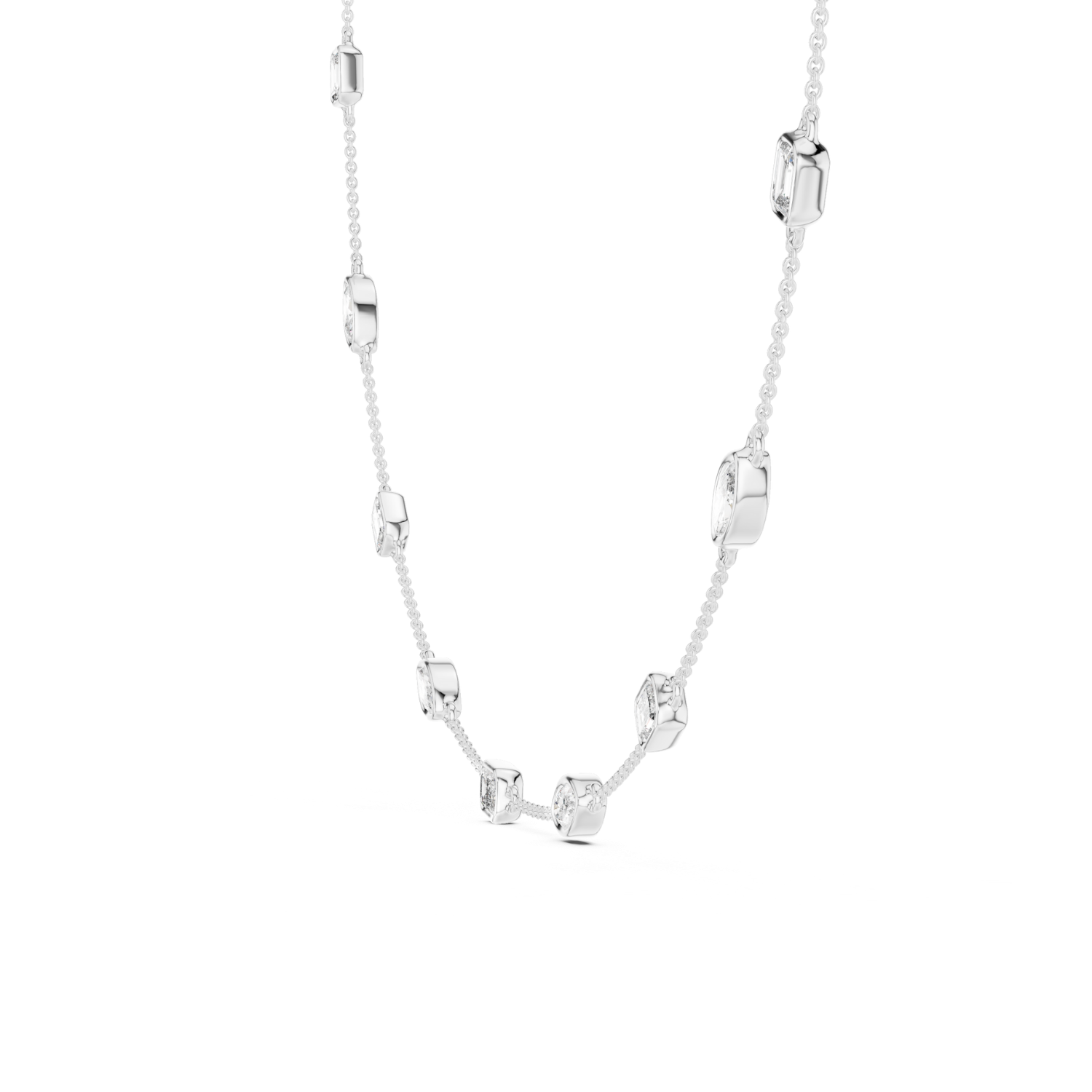 Bezel-Set Diamond Station Necklace