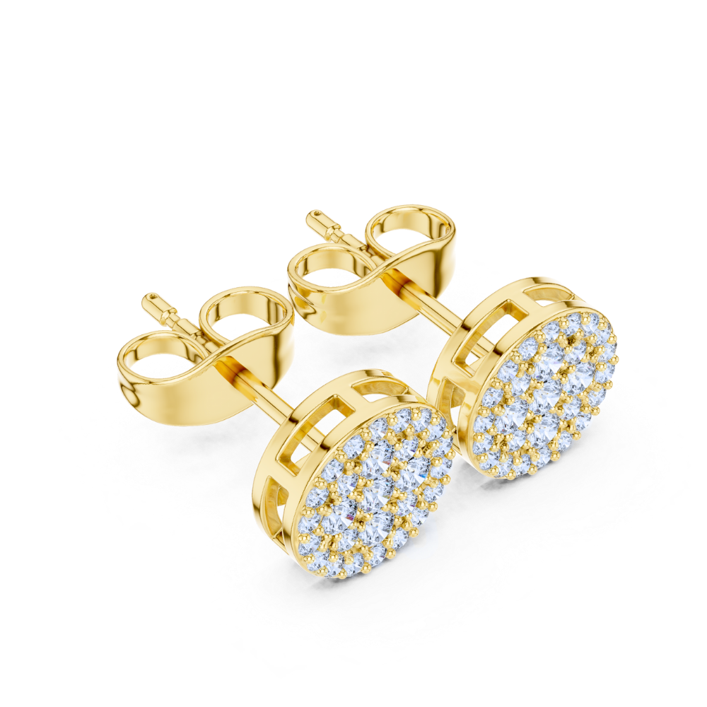 Radiant Halo Diamond Cluster Stud Earrings