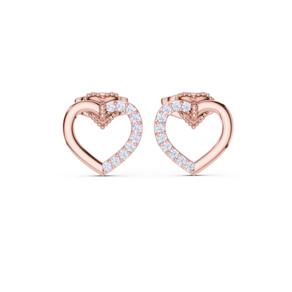 Regal Sparkle Open Heart Diamond Earrings